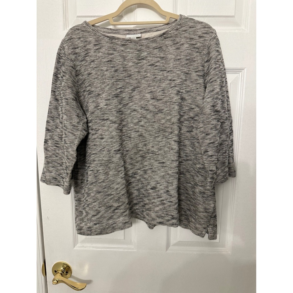 Pure Jill J. Jill Black White Space Dye Cotton Knit Sweater Top 2X Womens